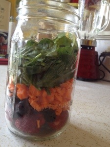 strawberry, blueberry, carrot and spinach